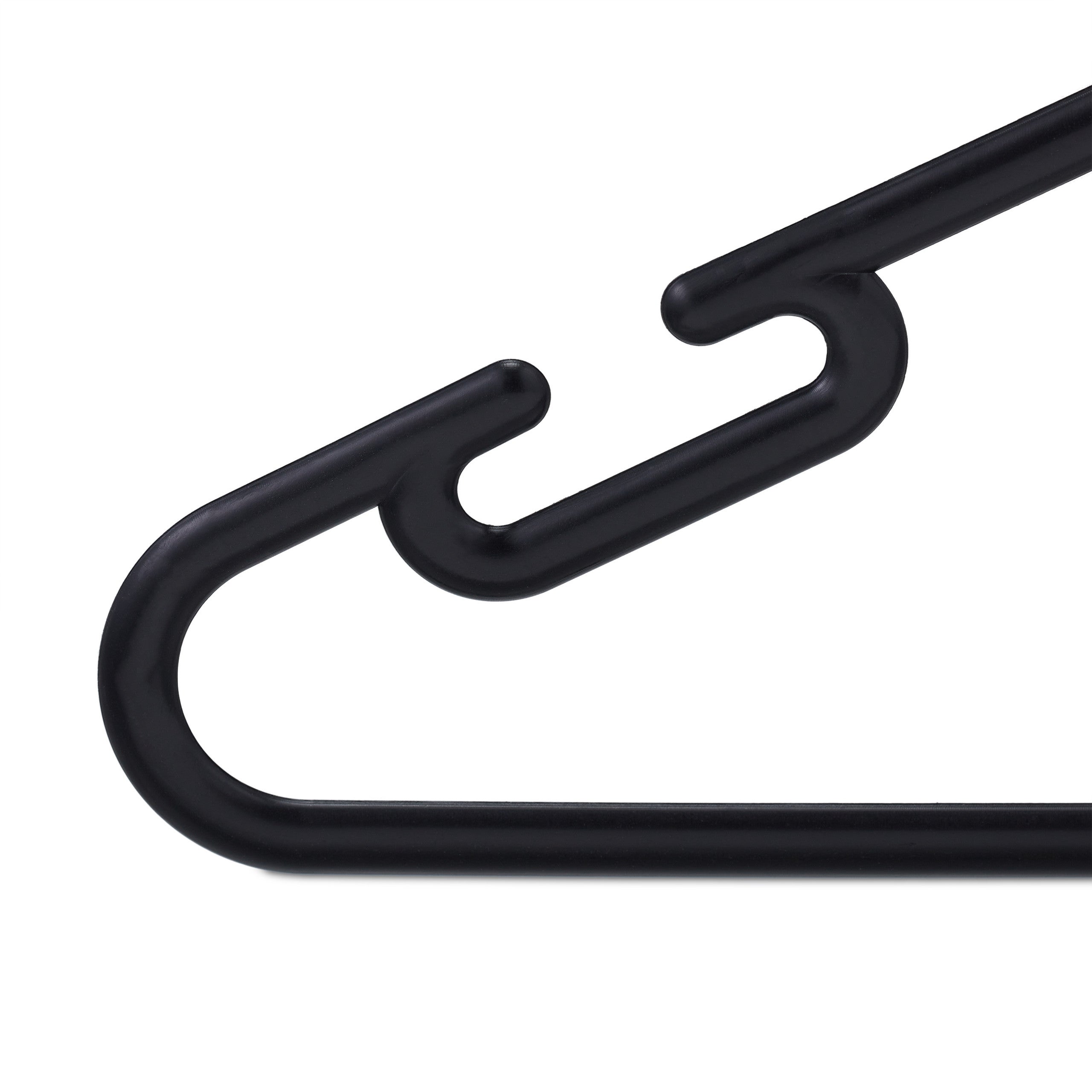 Cintres set de 24, traverse pantalon et encoche, plastique recyclé, rangement, peu encombrant, noir, Relaxdays - 7