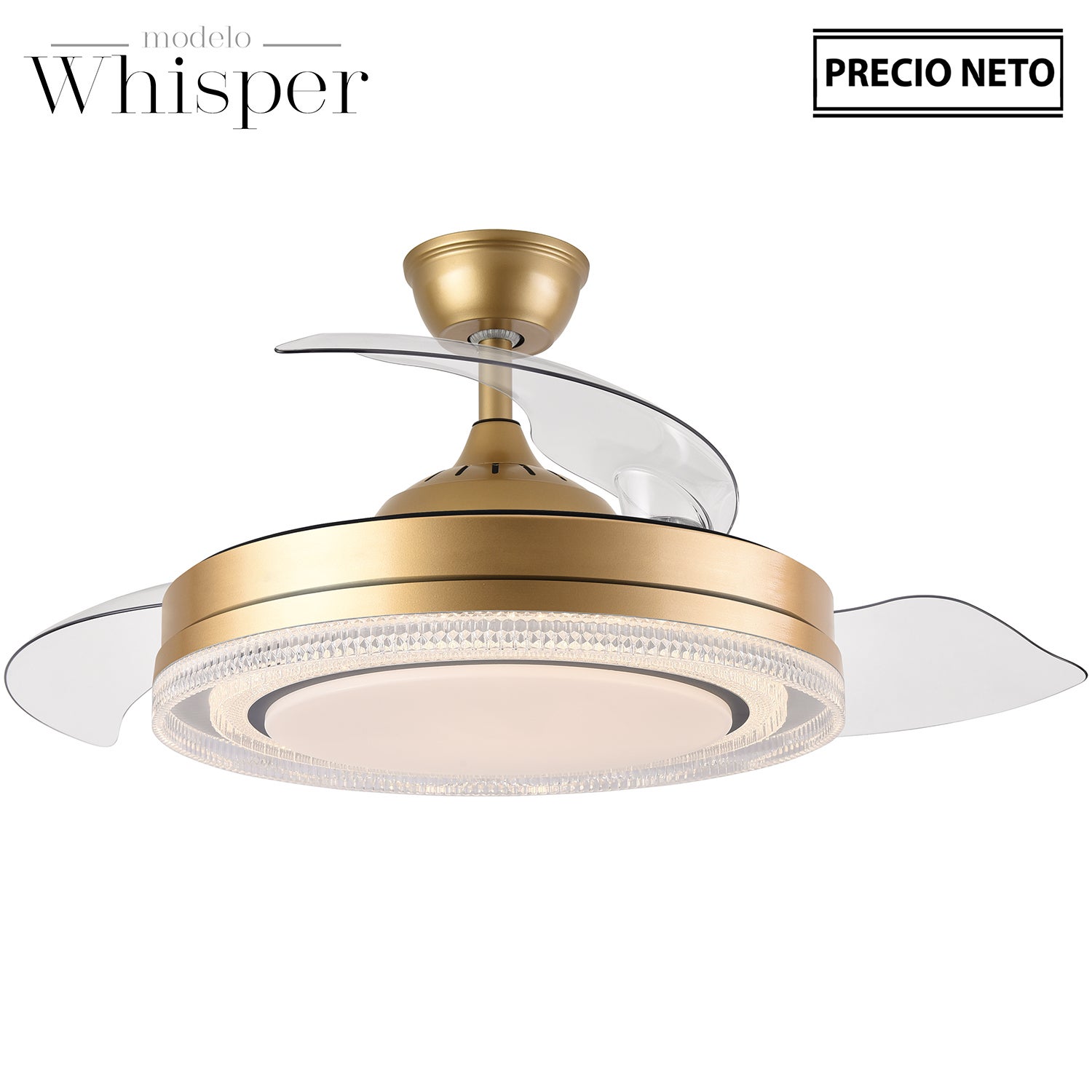 Leroy Merlin Ventilador De Techo Con Luz Whisper 3 Aspas Retráctiles Dorado