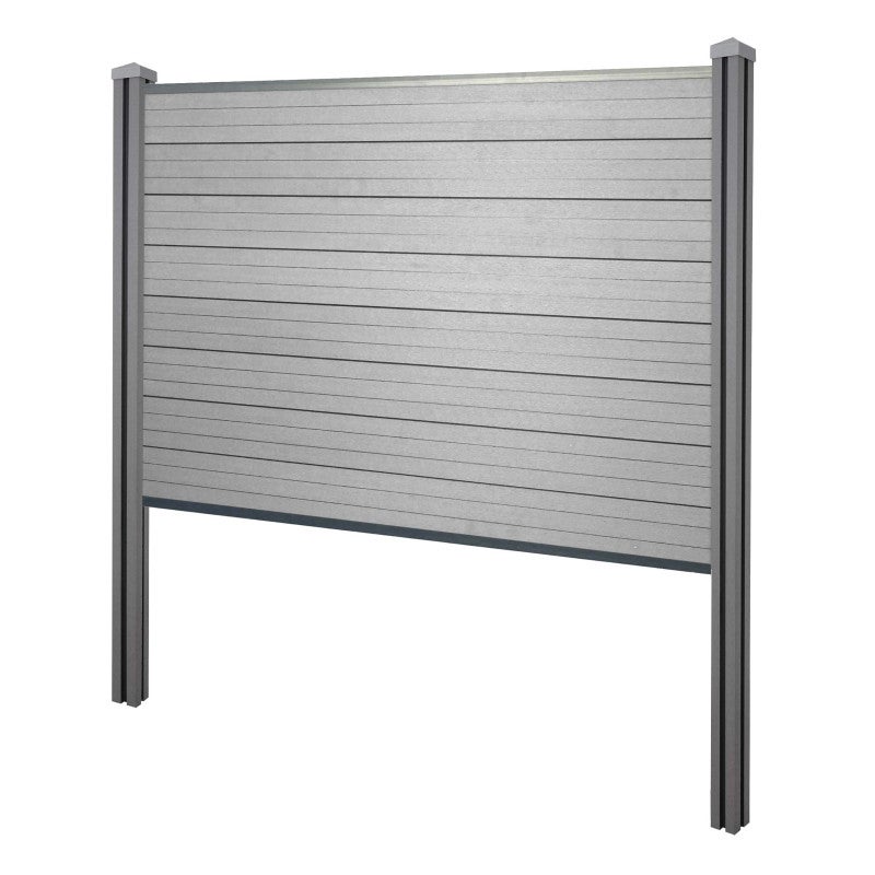 Parawan WPC Sarthe, parawan ogrodzeniowy, słupek WPC do zabetonowania ~ element podstawy, 195 cm szary