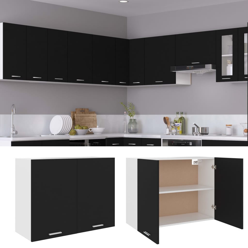 Meuble haut de cuisine Noir 80x31x60 cm - 4