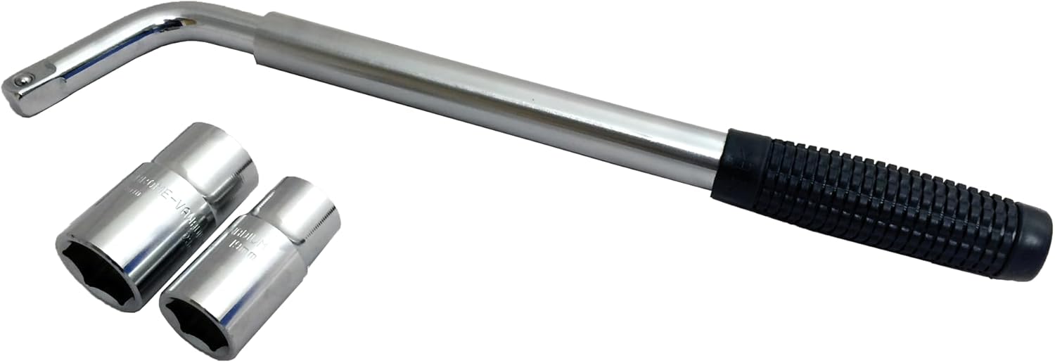 Klucz nasadowy do kół samochodowych – wysuwana rękojeść – rozmiary nasadek: 17 mm, 19 mm, 21 mm, 23 mm – pasuje do wszystkich pojazdów