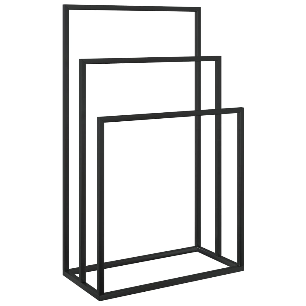 Porte-serviettes sur pied Noir 48x24x79 cm Fer - 2