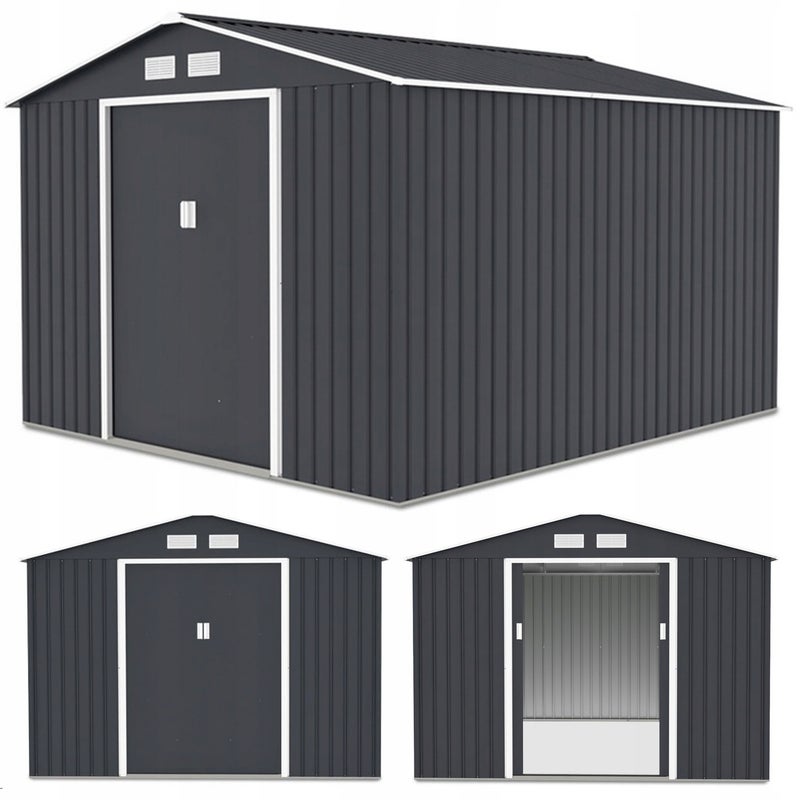 Domek Narzędziowy Ogrodowy na Narzędzia HUDSON 277x191 cm Metalowy Szopa XL 1 szt