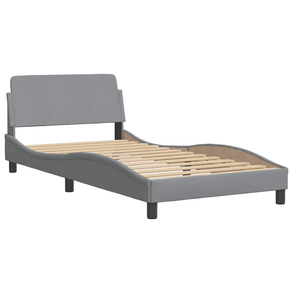 vidaXL Cadre de lit sans matelas Hanko gris clair 100x200 cm tissu - 8