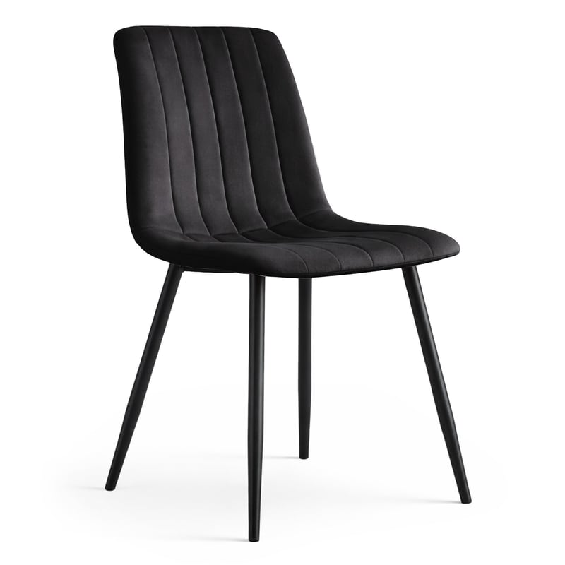 Welurowe krzesło tapicerowane pikowane Czarne LIVO Czarne nogi