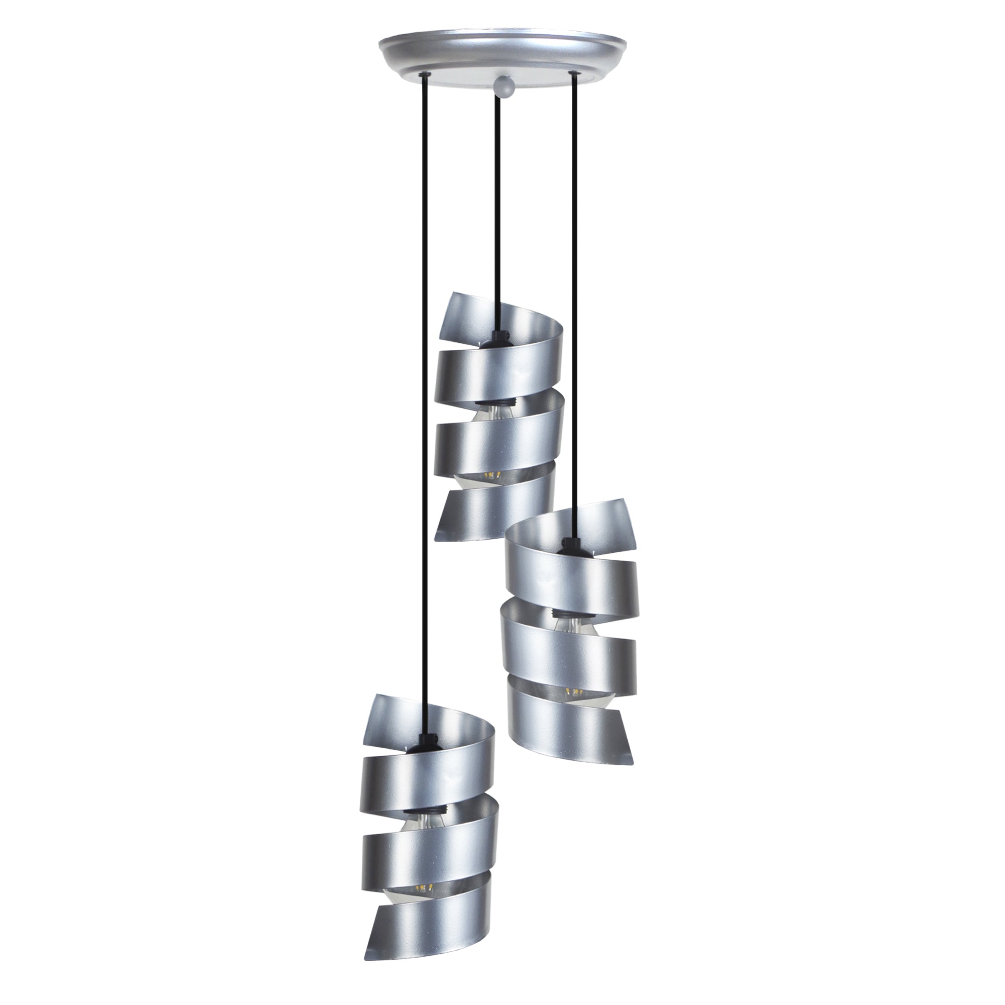 Suspensión tosel tortillon metal grupo negro pantalla de lámpara metal blanco, blanca d25 x h80 cm