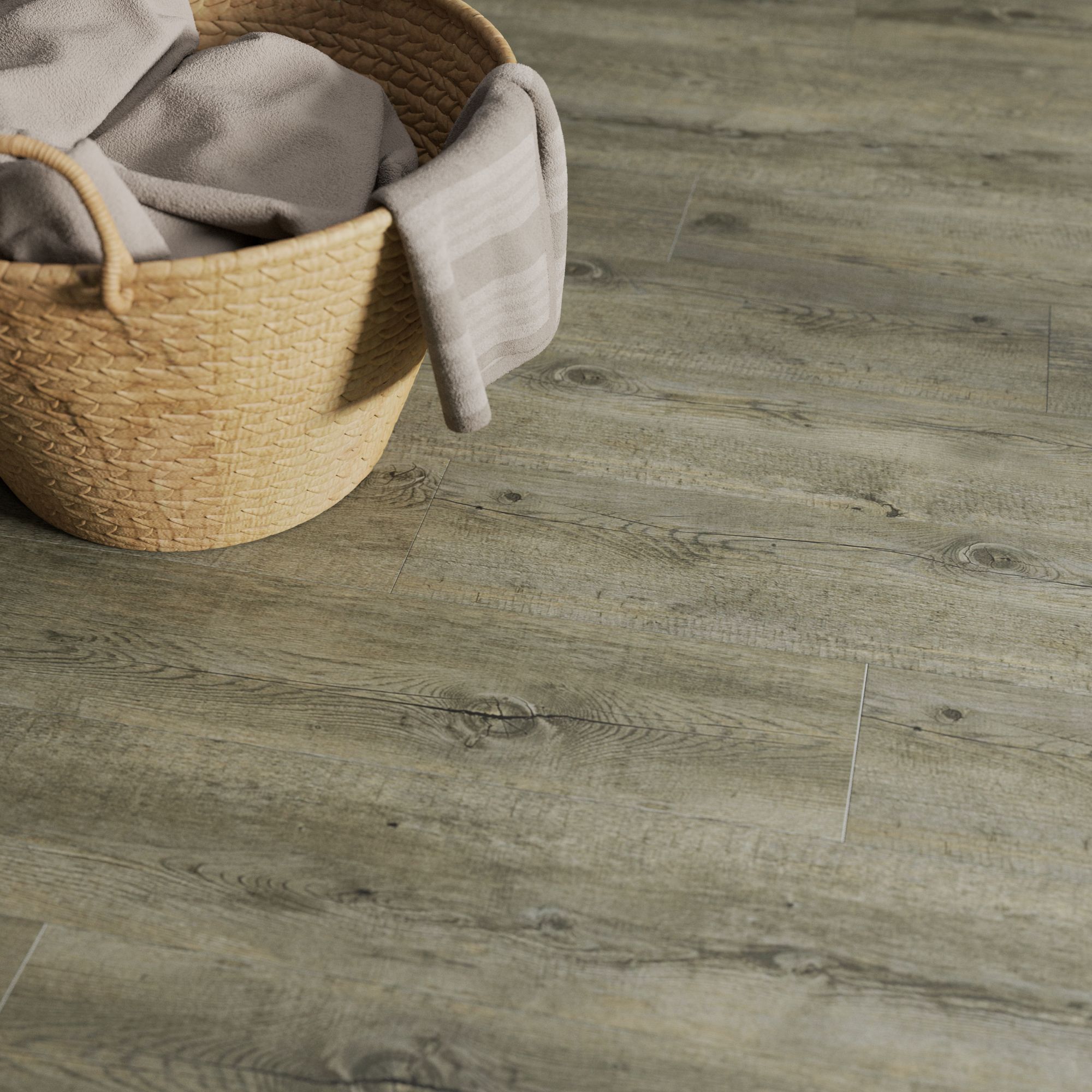 ARTENS - Échantillon de lame PVC - 28 x 15 cm - Sol PVC à clipser AMBON - FORTE - Effet Bois - Gris / Beige - Epaisseur 4 mm - Classe 32 - 6