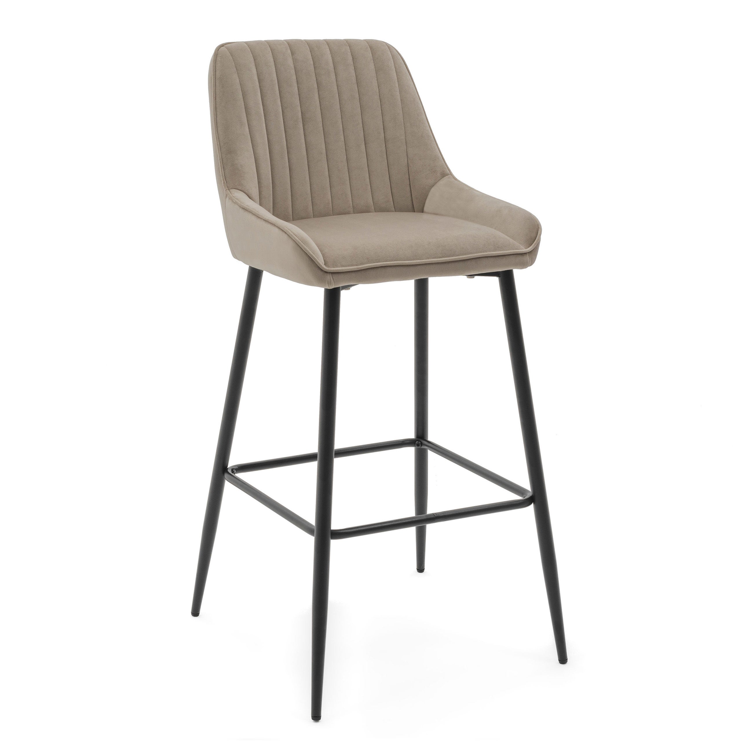 Hoker tapicerowany welurowy do salonu jadalni barowy PASSO ciemnobeżowy