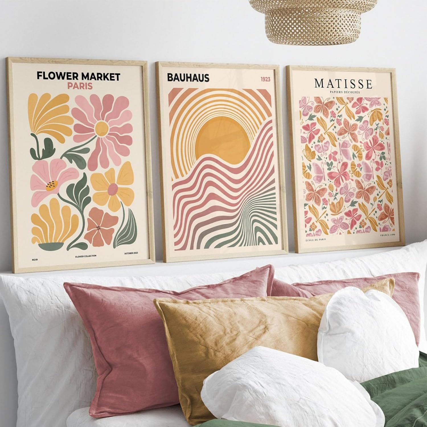 Lot de 3 affiches esthétiques, toile aquarelle esthétique à fleurs roses, peinture murale botanique abstraite, impressions d'art(50 x 70 cm) - 2