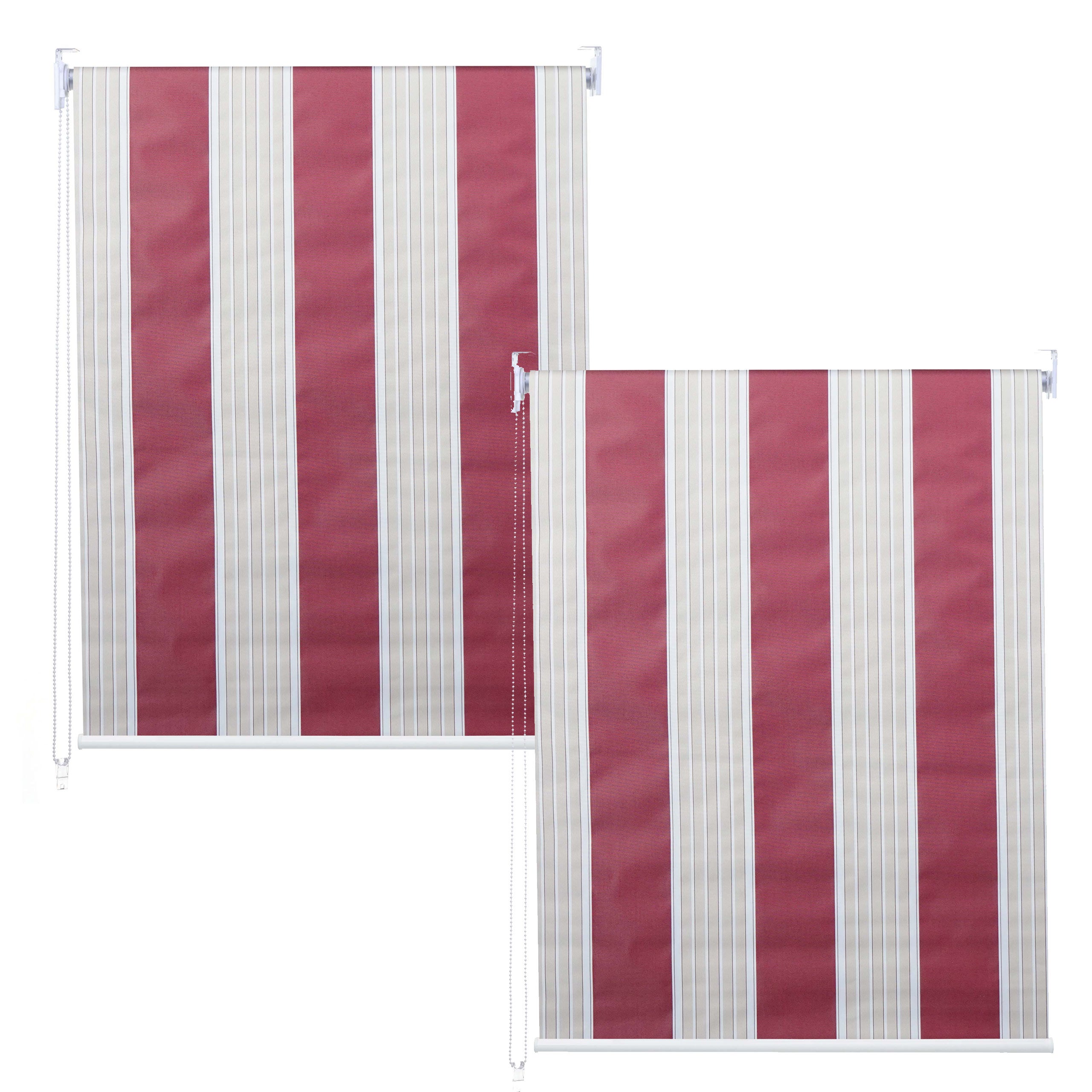 Set de 2 estores enrollables hwc-d52, estor enrollable de ventana de tiro lateral, 100x160cm protección solar opaca ~ rojo/blanco/beige