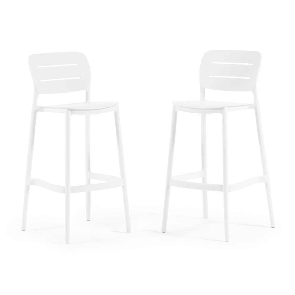 Set de 2 taburetes de exterior dora xl en resina con fibra de vidrio blanco