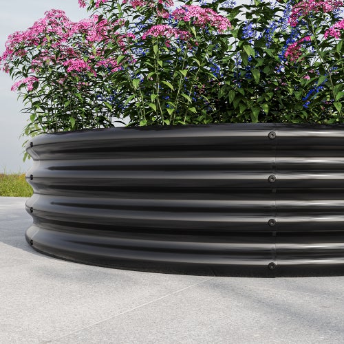 Jardinière surélevée galvanisée, jardinière surélevée ronde gratuite pour le jardinage de légumes, de fruits, de fleurs, argent - 4