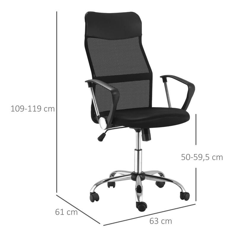 Fauteuil de bureau manager grand confort dossier ergonomique hauteur assise réglable pivotant tissu maille noir - 3