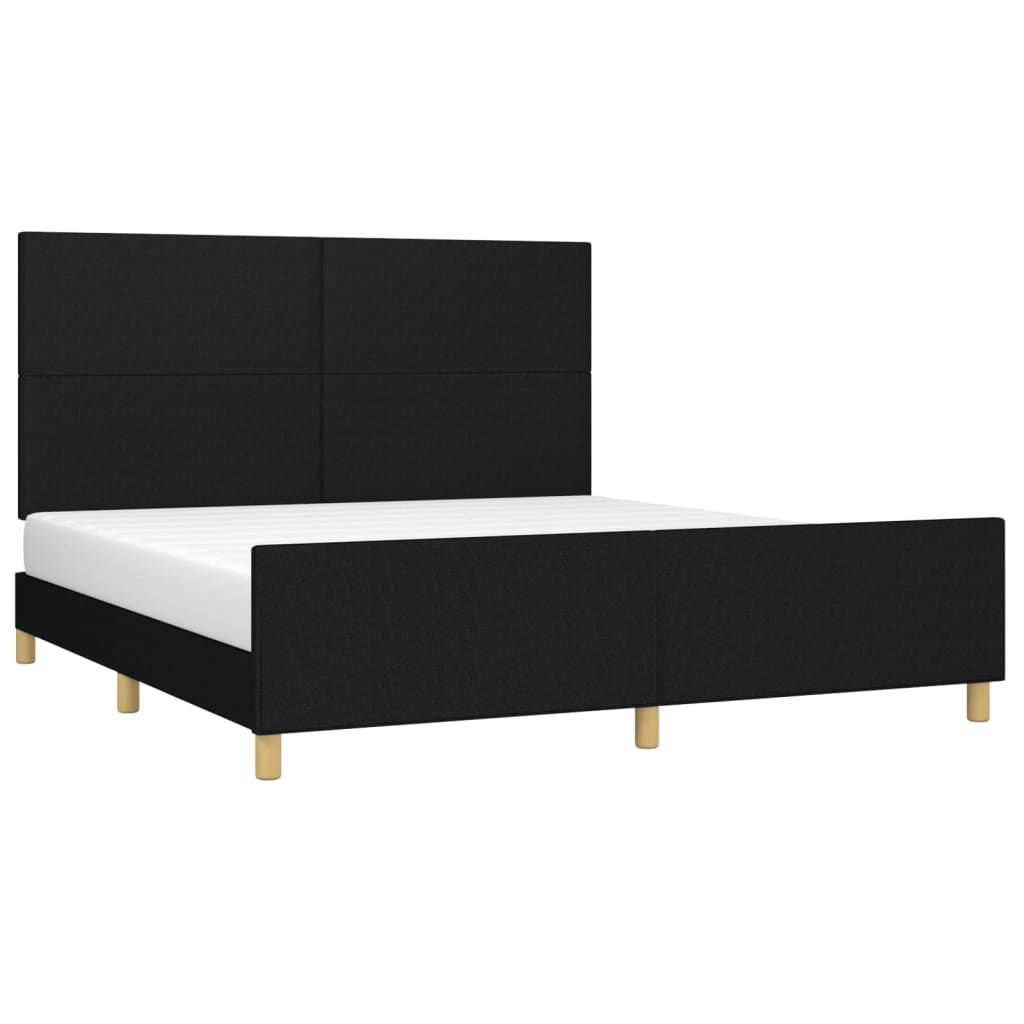 Cadre de lit sans matelas, tissu noir, pour la chambre, 160 × 200 cm - 3