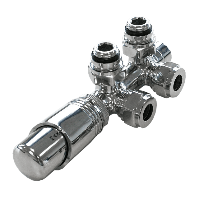 BERNSTEIN - Robinetterie de raccordement central avec thermostat pour radiateur - Chrome