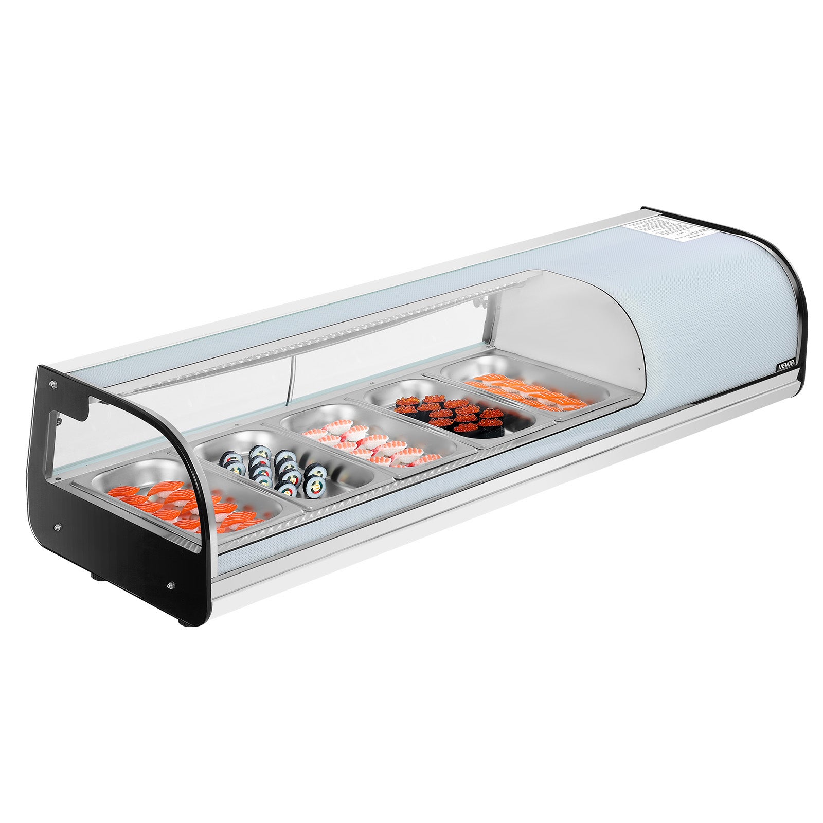 Witryna chlodnicza do sushi VEVOR 52L 5x GN 1/3 2-8C LED szklo hartowane bar sushi sklep
