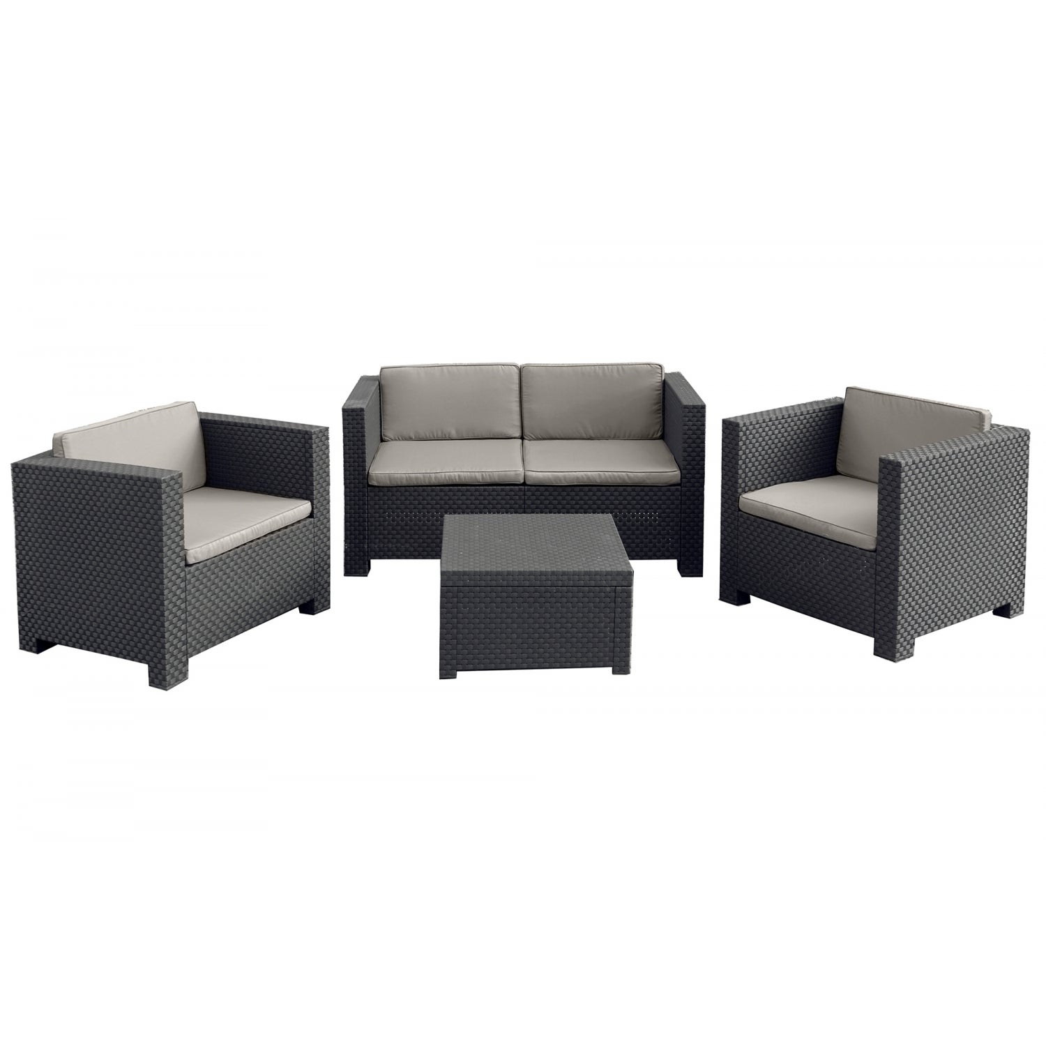 Salon bas de jardin en Résine tressée Gris 4 personnes - 2