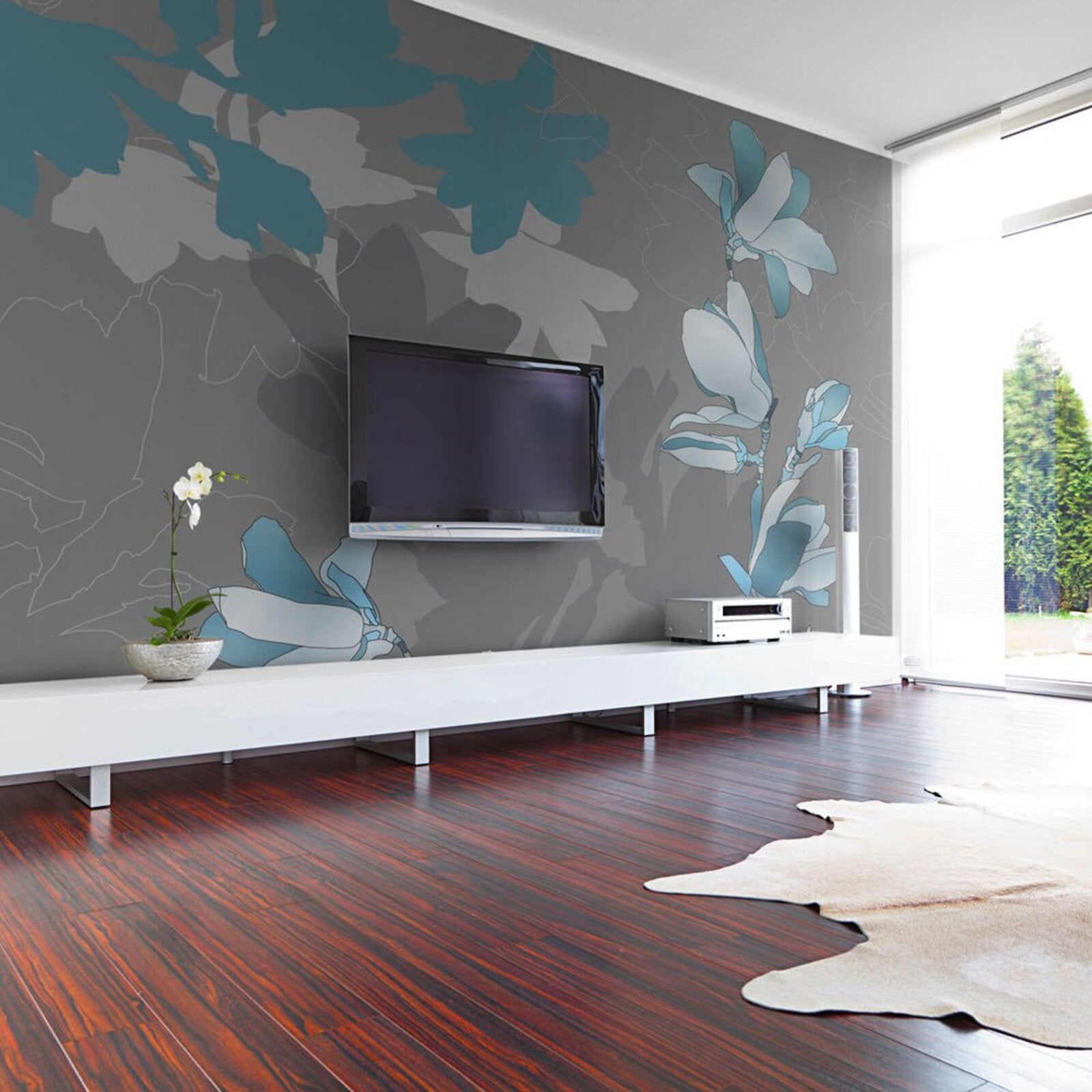 Papier peint magnolias bleus - 250 x 193 cm | Leroy Merlin