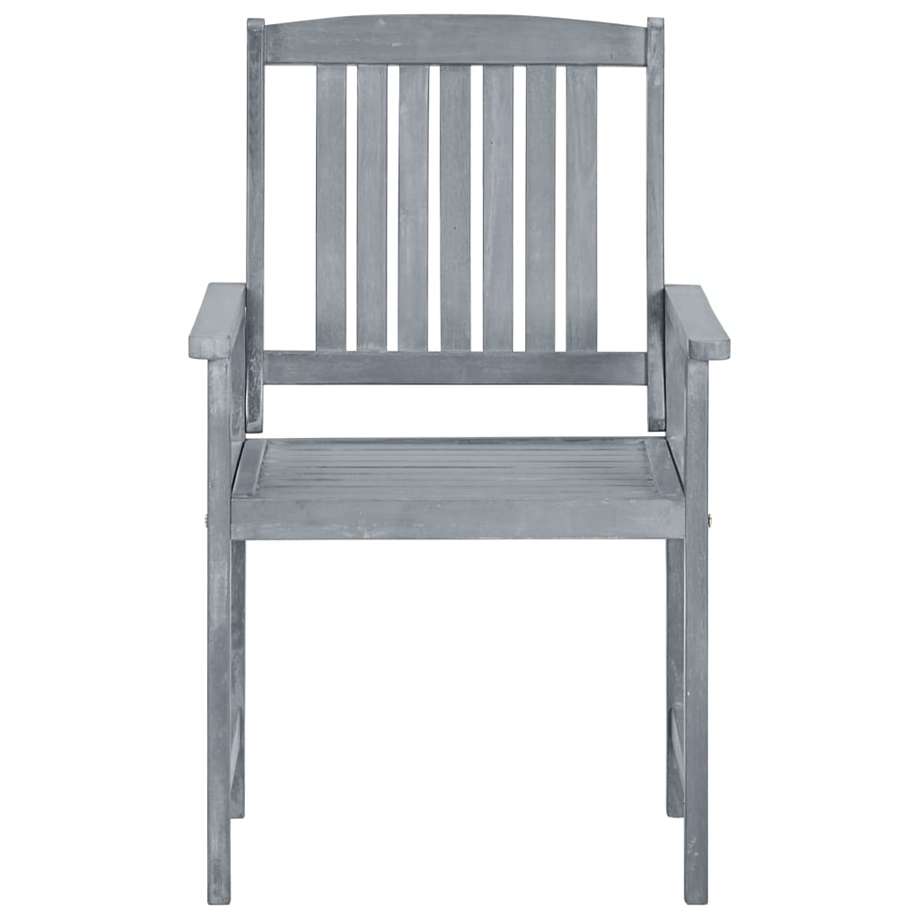 Chaises de jardin avec coussins 4 pcs Gris Bois d'acacia massif - 4
