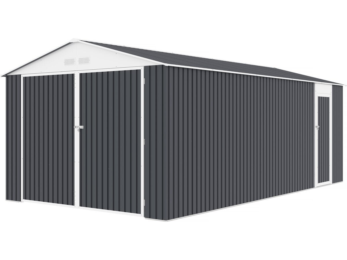 Garage In Metallo Houston 15,36 M² – Antracite, Resistente A UV E Ruggine, Con 2 Porte E Garanzia 10 Anni