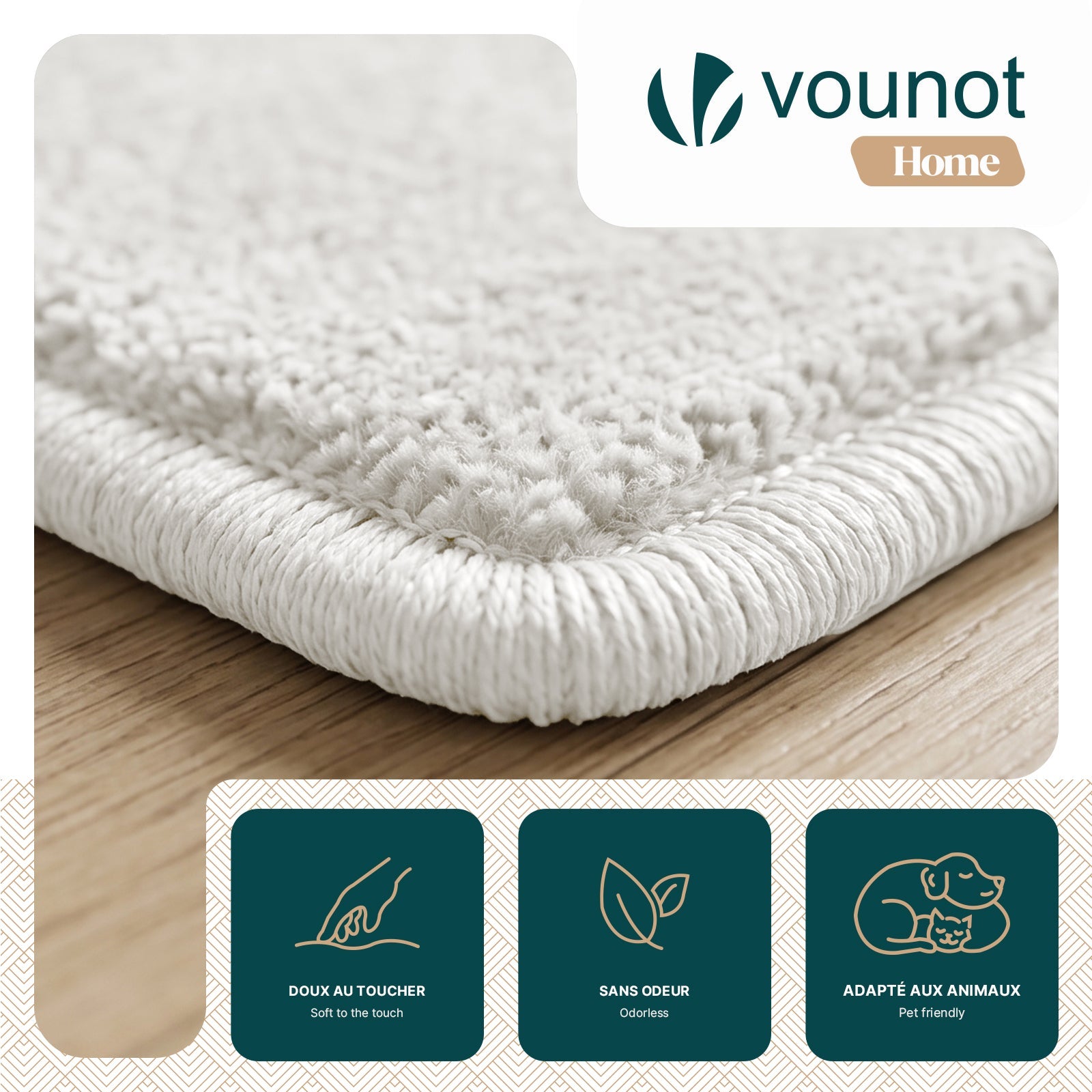 VOUNOT® Alfombra Moderna para Salón 160x230 cm, Crema - 4