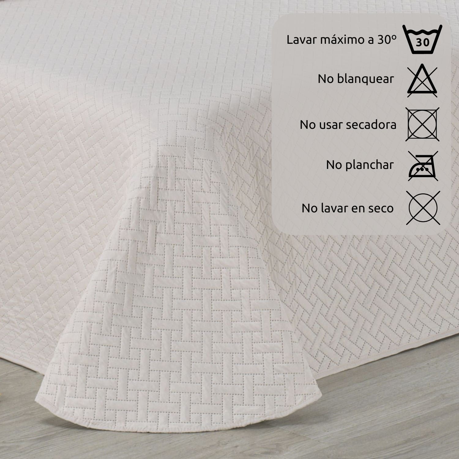 Colcha Bouti Lisa + Fundas Cojines Belmonte Crudo Cama De 135cm (235x260cm) - 5