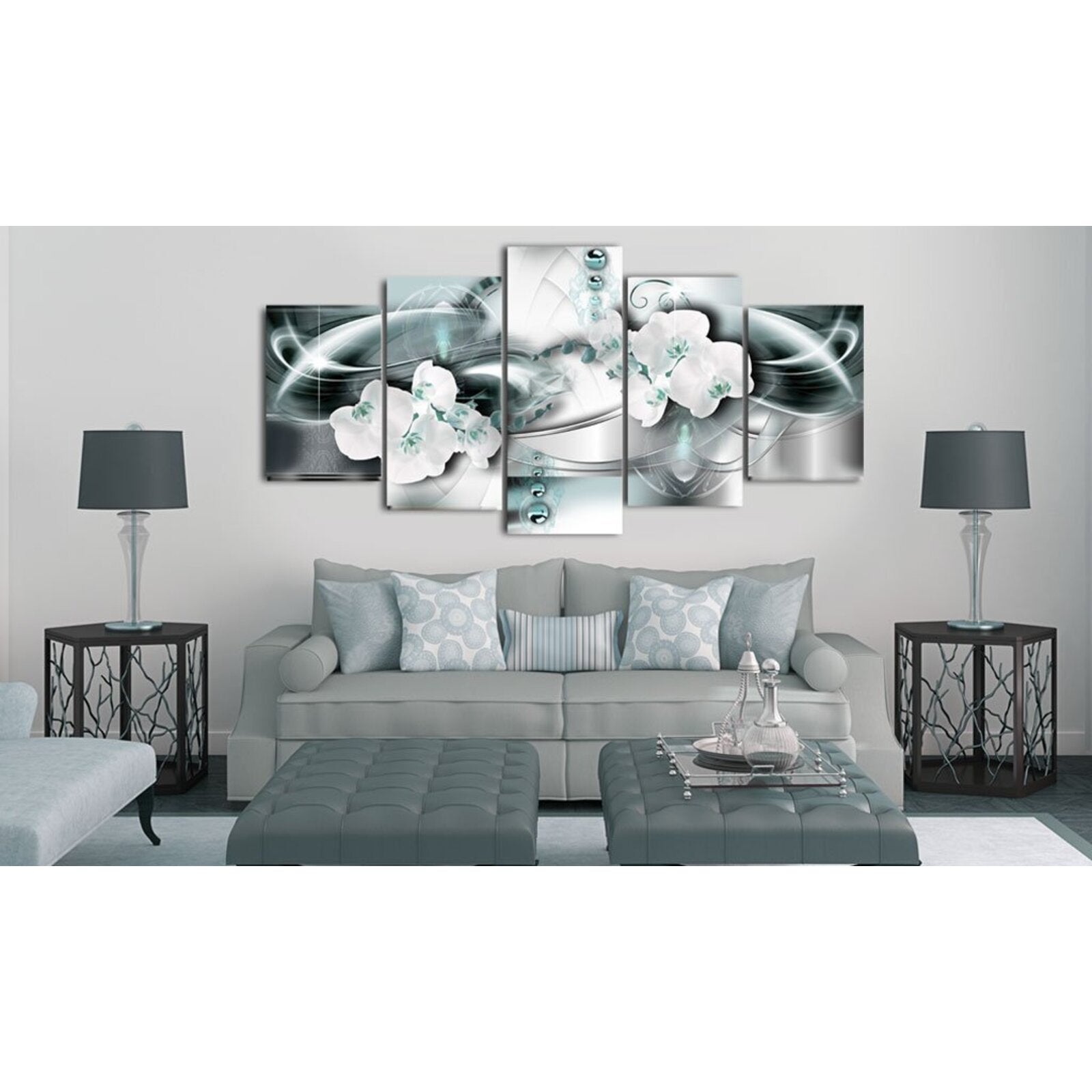 Tableau mer de platine - 100 x 50 cm - 2