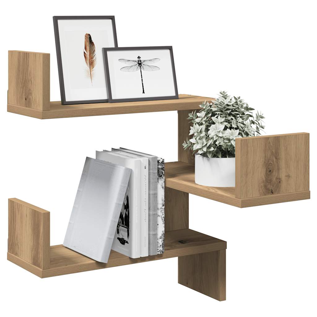 Étagère d'angle murale | Étagère flottante | Étagère suspendue chêne artisanal 40x40x49,5 cm CFW873143 - 2