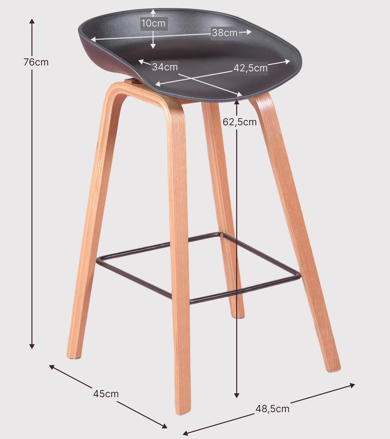 Tabouret nordique pieds en bois de hêtre (63cm) - Daxer - 5