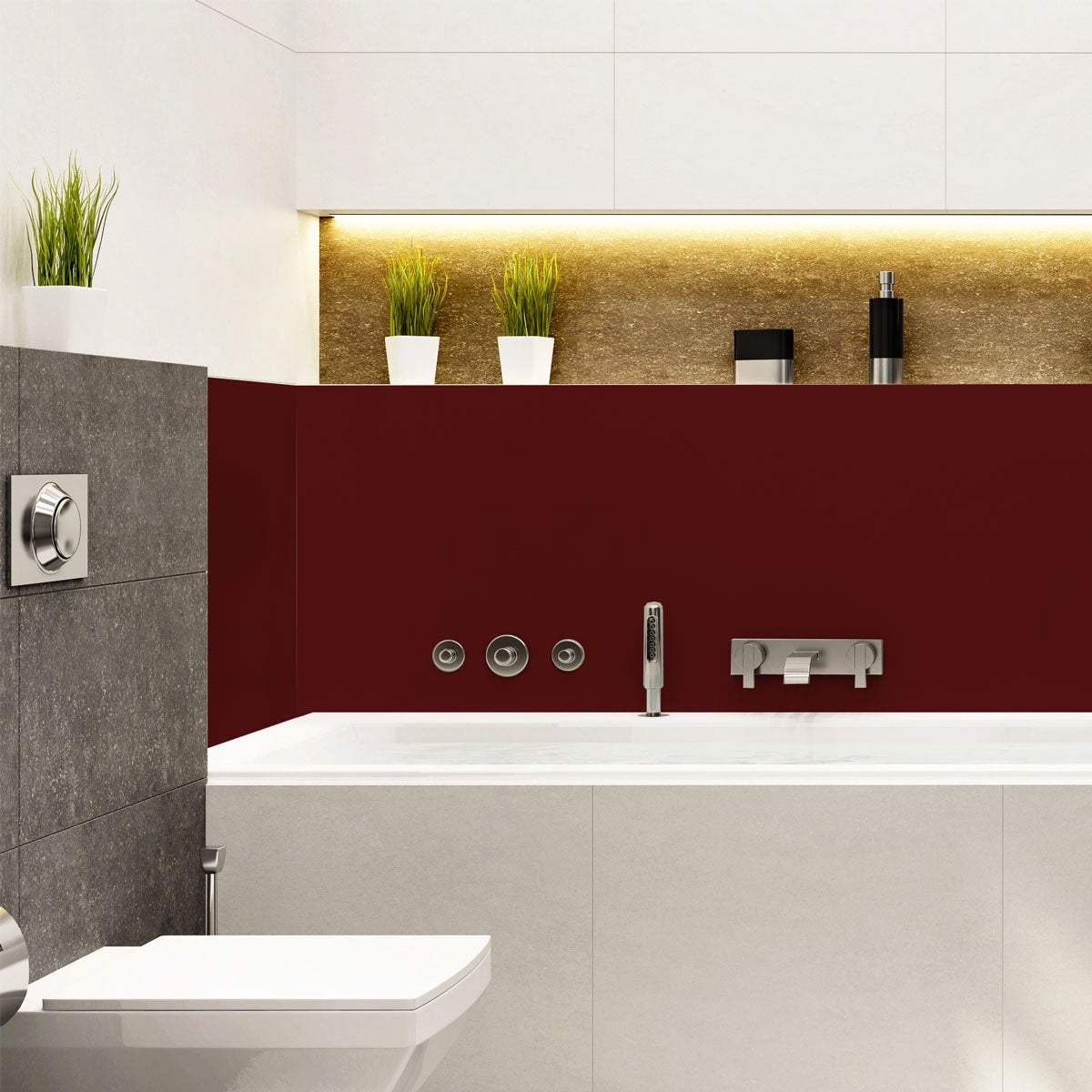 Rouleau adhésif décoratif Vinyle au Mètre - Sticker Lavable Imperméable Mur Cuisine Meubles - 60cmx1m - Bordeaux - 4