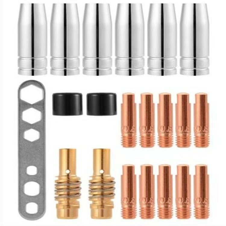 20 szt. Dysze kontaktowe do spawania 15AK MIG/MAG Zestaw uchwytu złącza gazu M6 (10 x rurka kontaktowa M6 0,8 mm, 5 x dysza