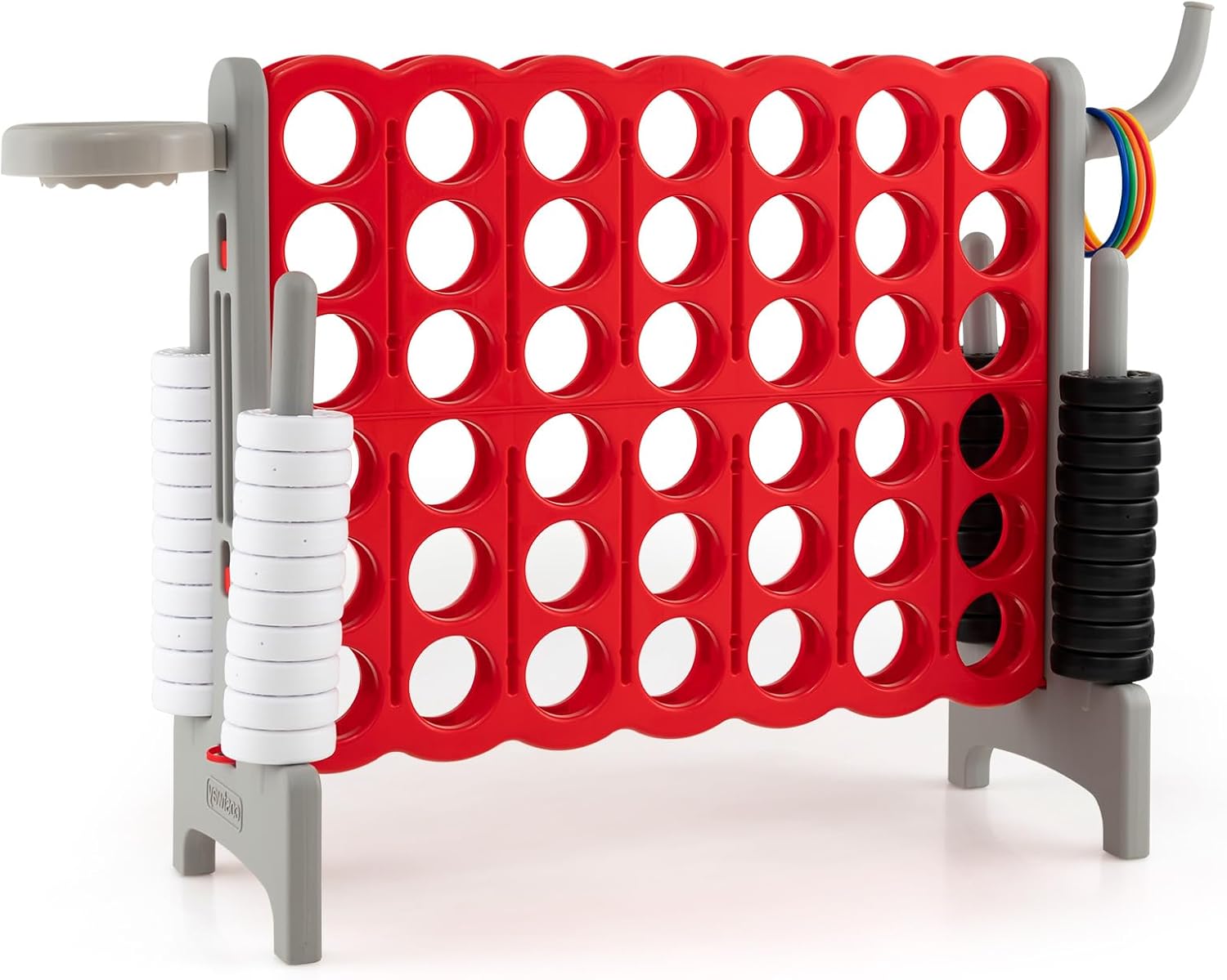 Puissance 4 Géant, Gra Planszowa Puissance 4 z 42 Pierścieniami i Suwakami do Szybkiego Restartu, 84 x 33 x 79 cm, Szara