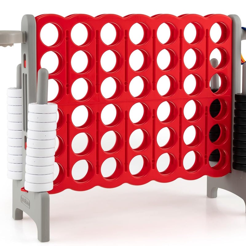 Puissance 4 Géant, Gra Planszowa Puissance 4 z 42 Pierścieniami i Suwakami do Szybkiego Restartu, 84 x 33 x 79 cm, Szara