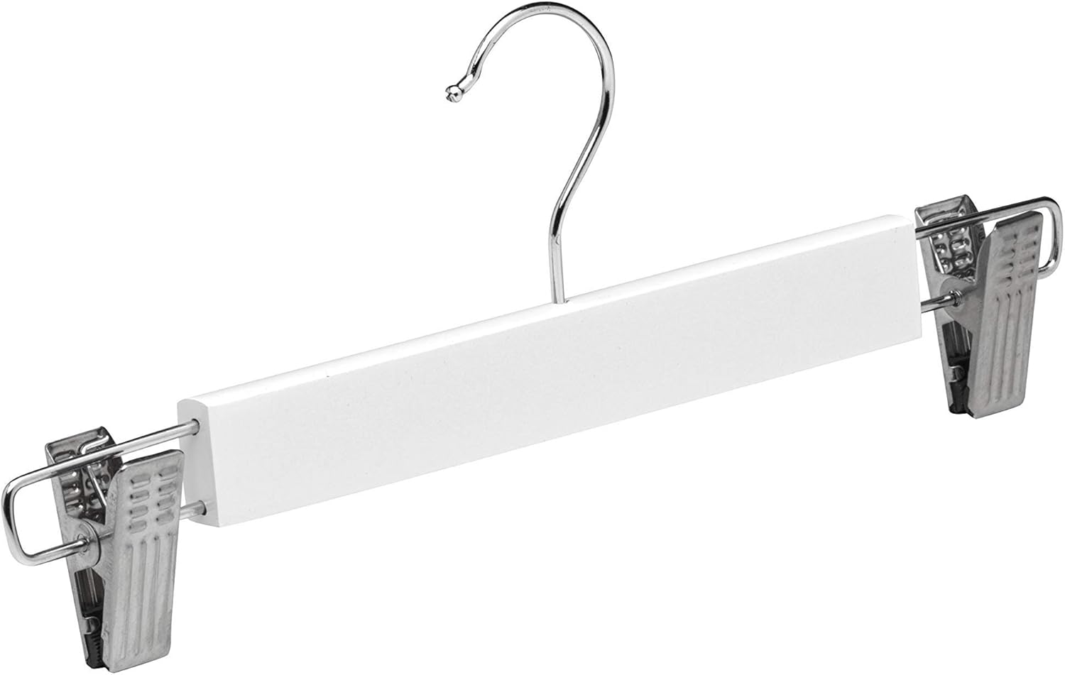 Cintre en bois massif pour jupes, pantalons et jeans, couleur naturelle, avec pinces réglables et crochet pivotant (24 unités, blanc) - 3