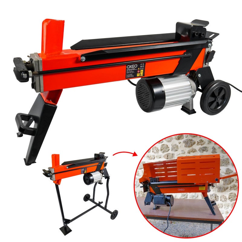 Fendeur de bûche hydraulique 7T horizontal - avec support - Moteur 2300W - Longueur de fendage 52cm - 2 roues - Fendeuse à bois - 3
