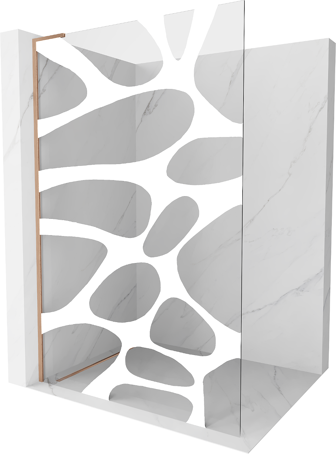 Mexen Kioto L ścianka prysznicowa Walk-in 120 x 200 cm, biała fala, miedź szczotkowana - 800-120-103-65-97