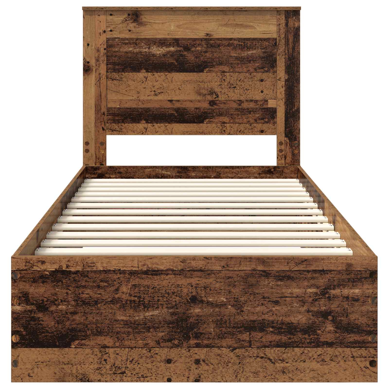 Cadre de lit chêne vieilli 90 x 200 cm en panneau de bois - 7