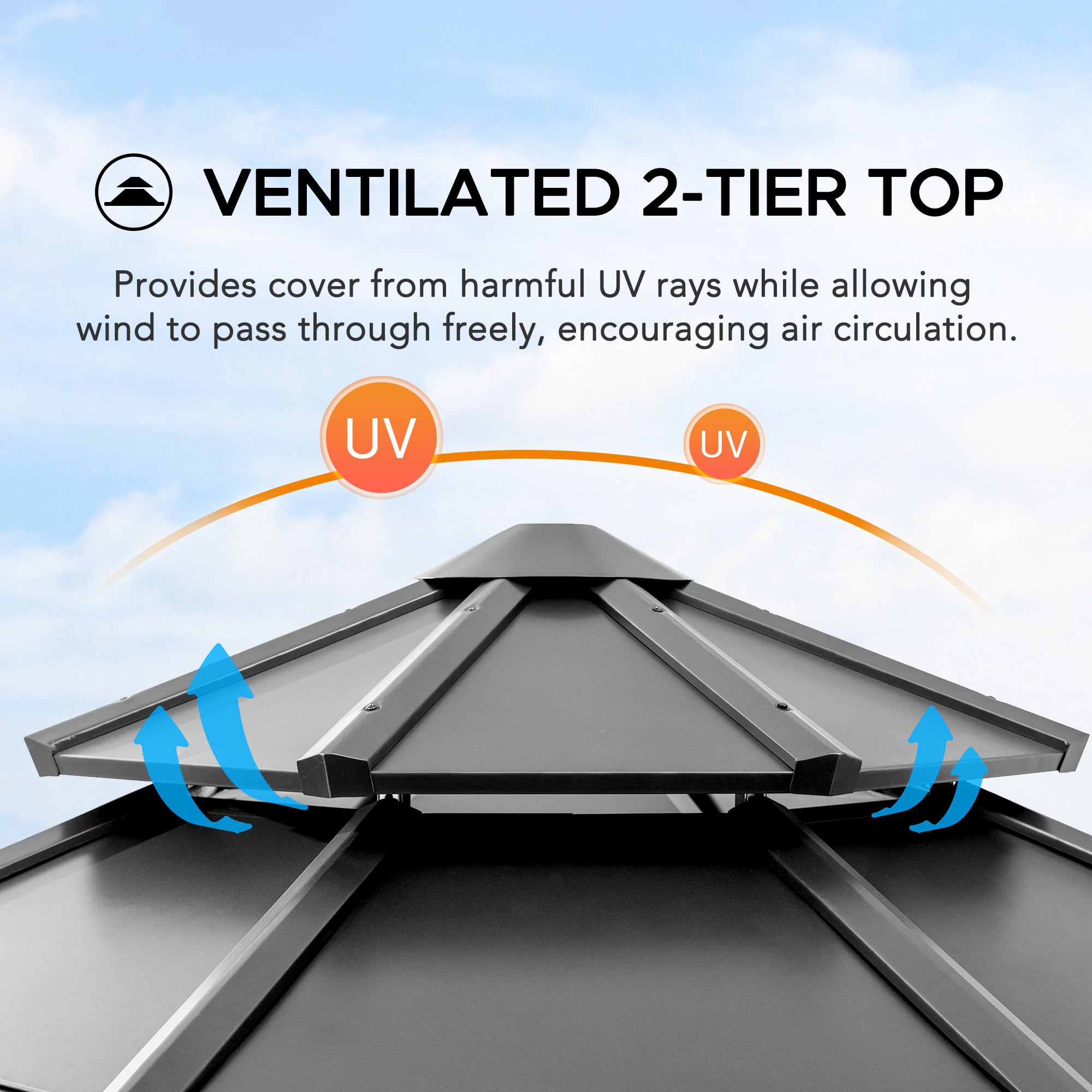 Tonnelle en bois de cèdre EGGI - 396cm x 396cm, anthracite - 11