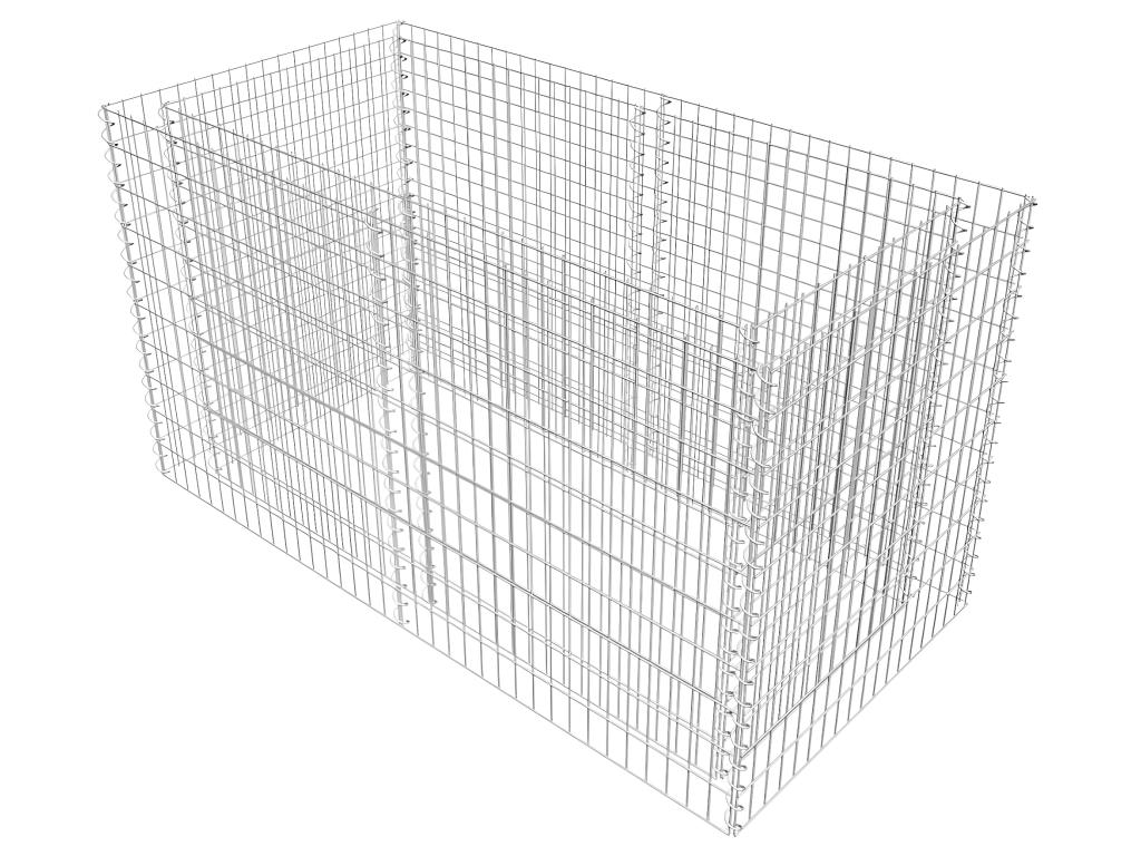 Jardinera elevada para plantas y flores en gavión de acero 180 x 90 x 100 cm color plata 02_0001274