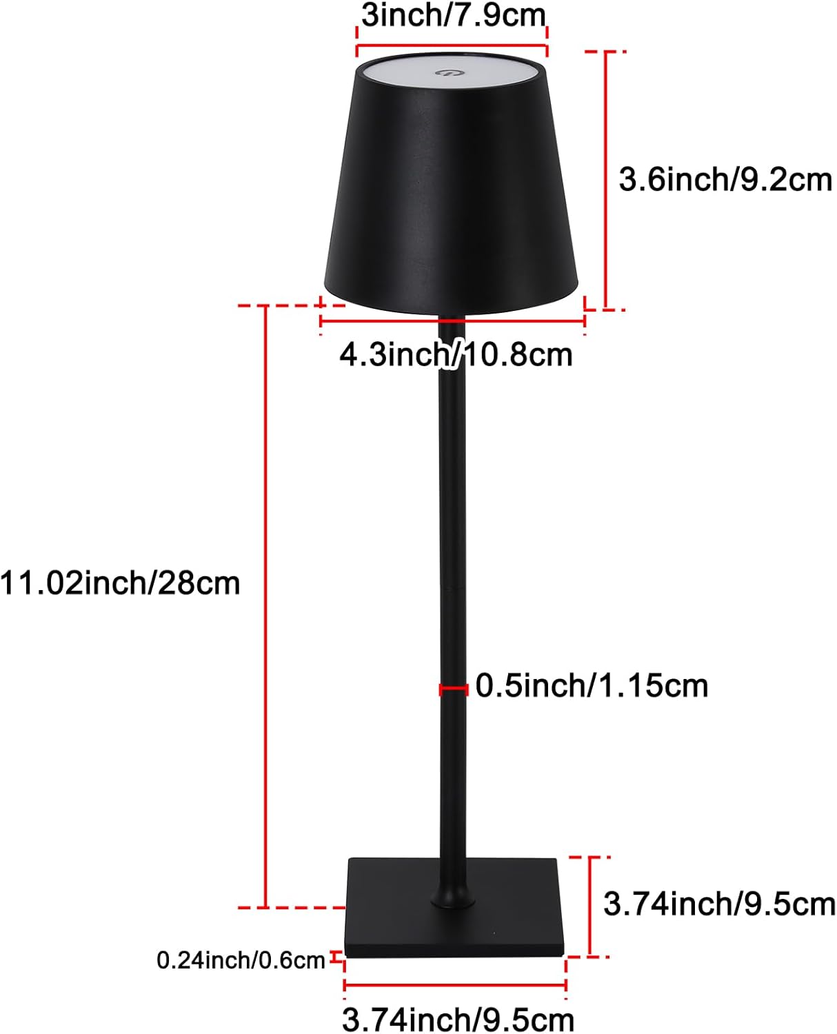 Lámpara de Mesa Recargable Portátil LED CCT 3000K-4000K-6000K en Aluminio, IP44, 1.5W, Táctil con Intensidad Regulable - 8