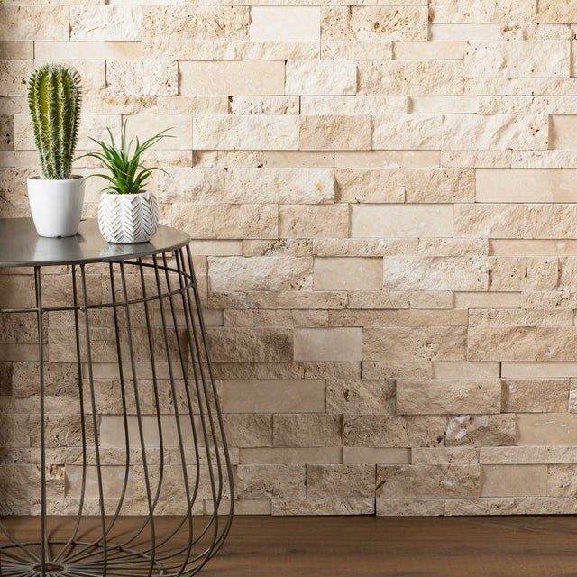 Parement Travertin Beige 60x15 cm Brut/Adouci (lot de 0,99 m² soit 11 plaques) - RO'MA NATURE