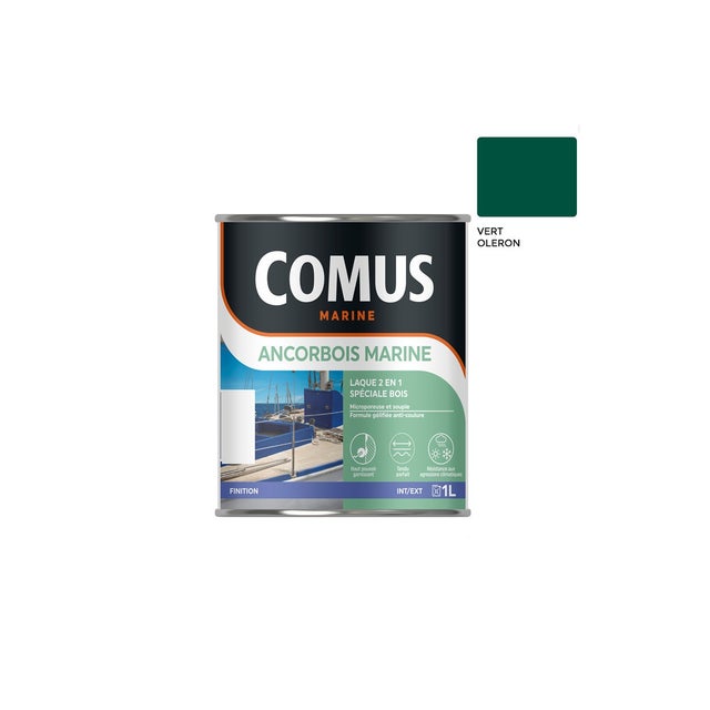 ANCORBOIS MARINE VERT OLERON 1L Laque microporeuse pour la protection et la décoration des bois et dérivé
