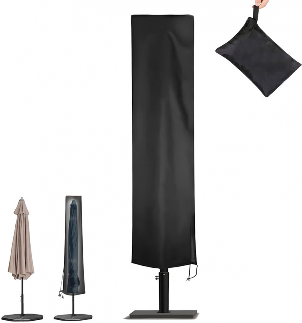 Pokrowiec na parasol odporny na warunki atmosferyczne 190 × 50 × 30 cm – do parasoli wspornikowych i wolnostojących – czarny