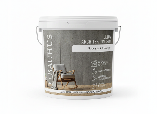 Beton Architektoniczny Bauhus – Gotowy Tynk Dekoracyjny 8kg kolor szary kamienny