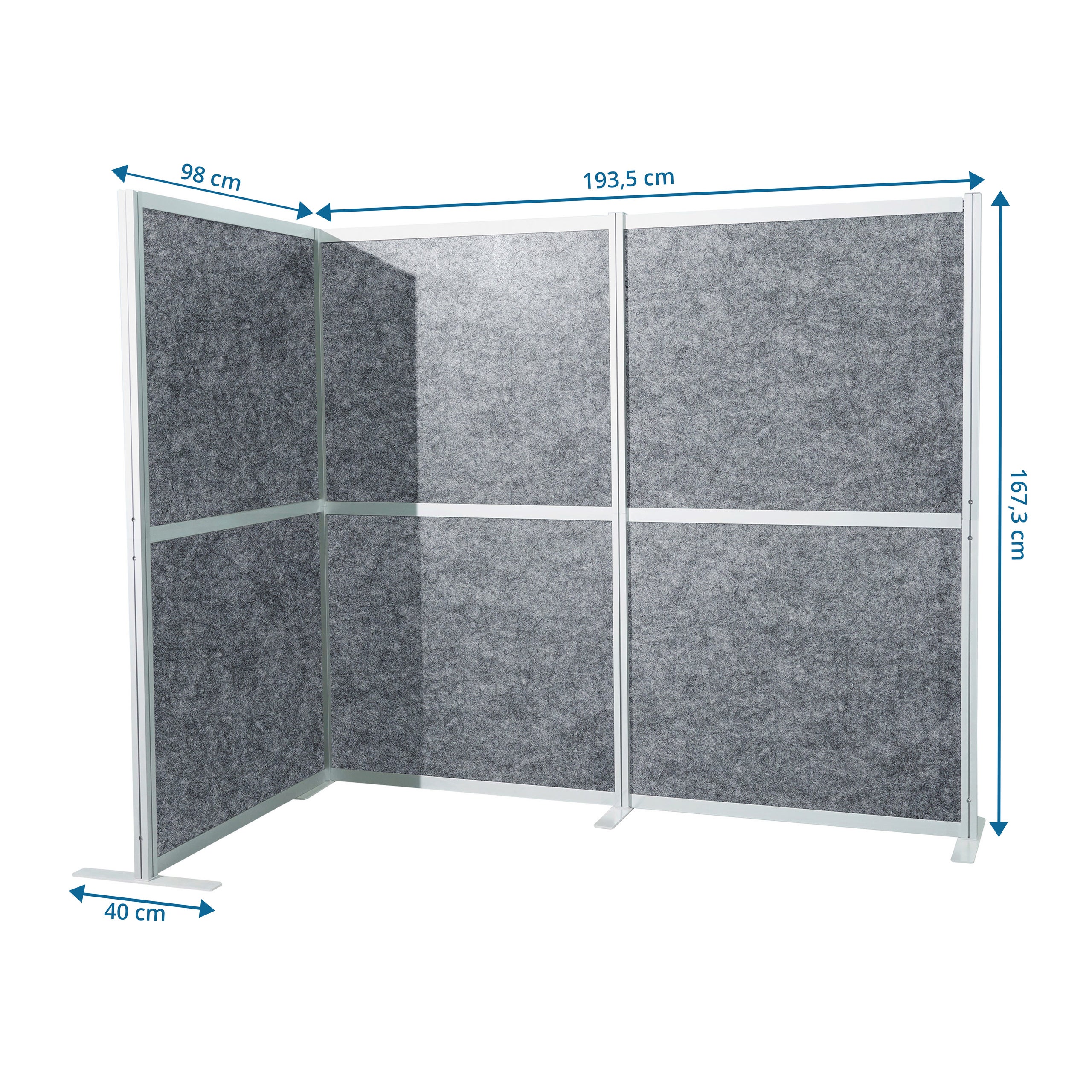 Ścianka akustyczna / ścianka działowa FLEXMIUT MODUL L 167x192 PET szara hjh OFFICE - 4