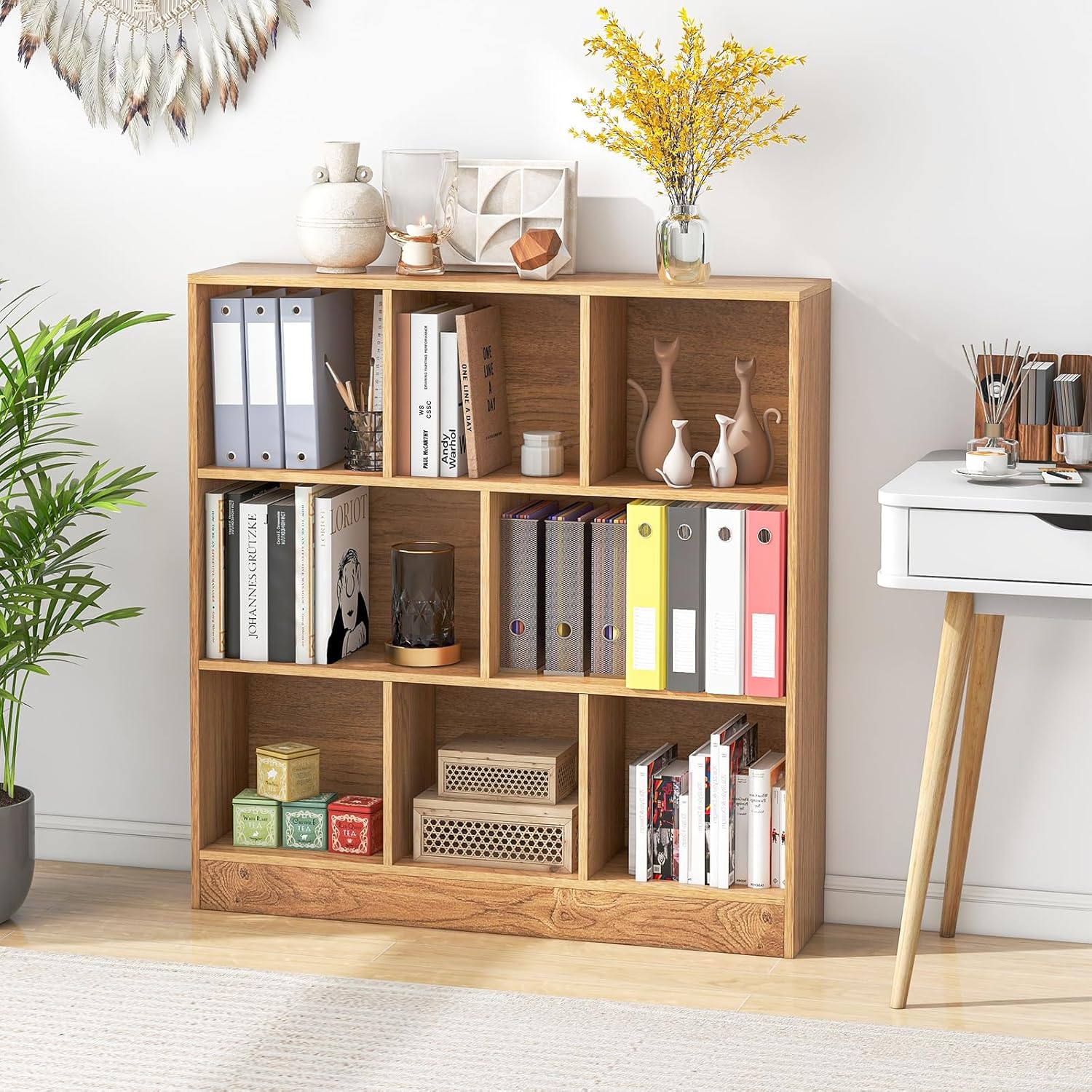 Étagère 8-Cube, Bibliothèque 3 Niveaux avec Compartiments Ouverts, 2 Kits Anti-basculement, Armoire Rangement pour Livres & Jouets, 100 x 24 x 104 cm - 2