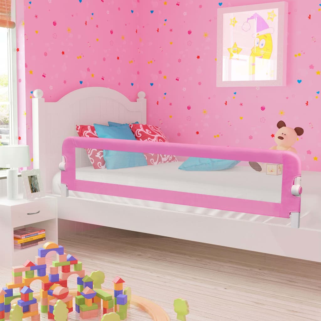 Maison exclusive - barandilla de seguridad cama de niño poliéster rosa 180x42 cm