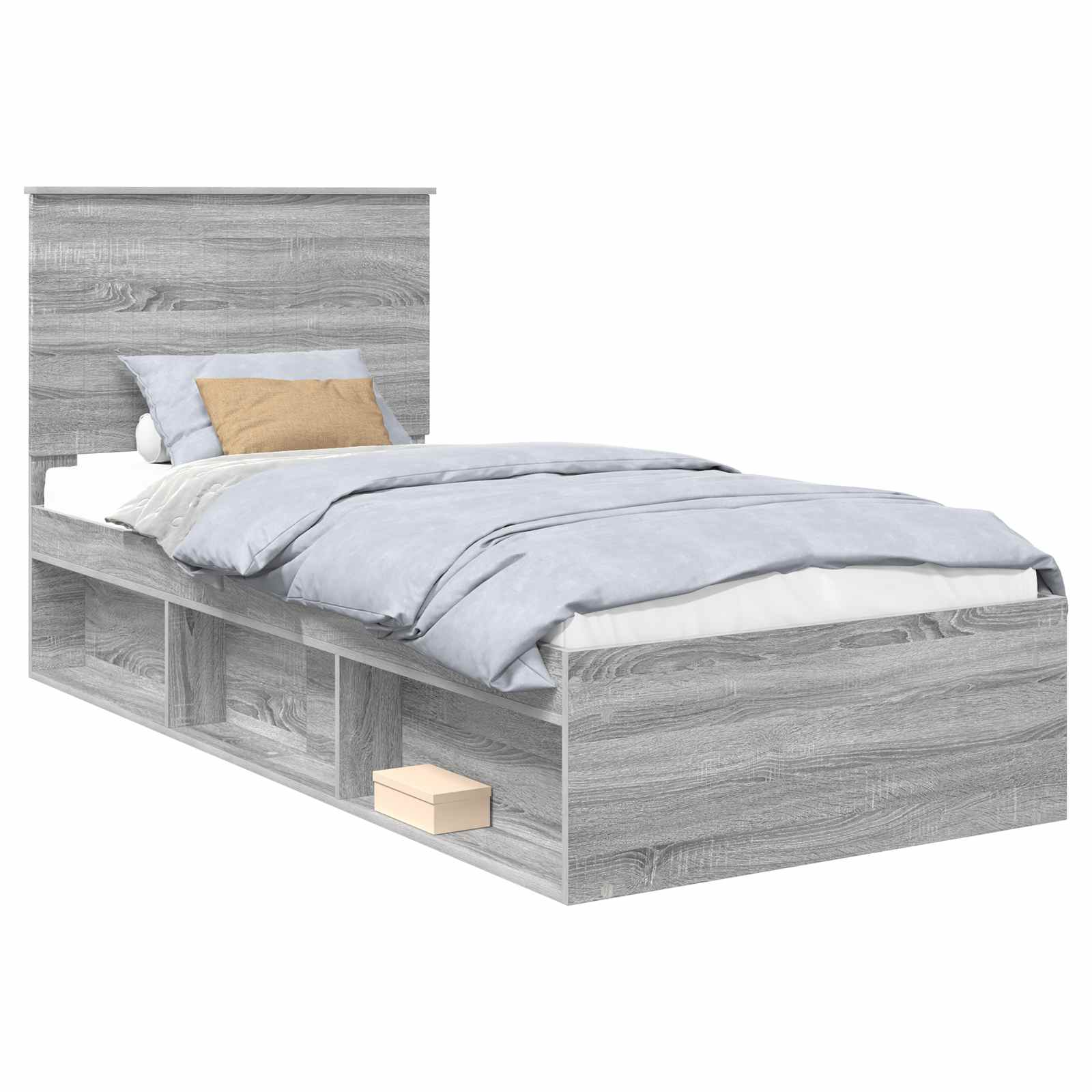 Cadre de lit gris 90 x 190 cm bois massif de pin - 2