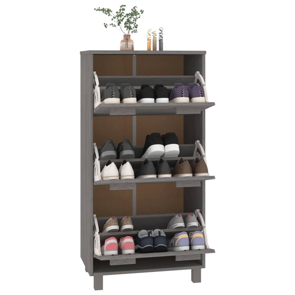 Armoire à chaussures HAMAR Gris clair 59,5x35x117 cm Pin massif - 7
