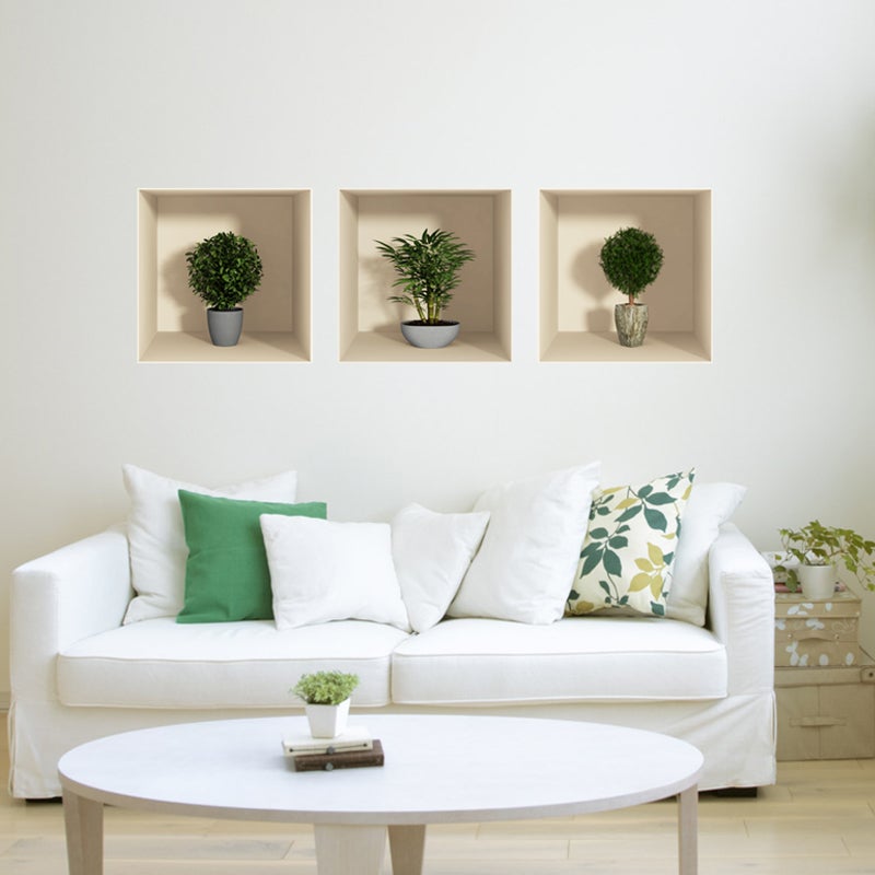 Pegatina de efecto 3d small bushes - adhesivo de pared - revestimiento sticker mural decorativo - 40x120cm